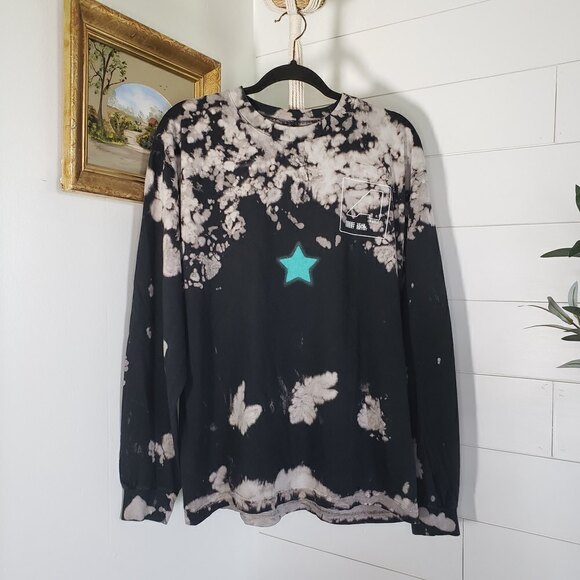 Travis Scott Astroworld Shattered Face Bleach Dye L/S Tee Large - Picture 1 of 5